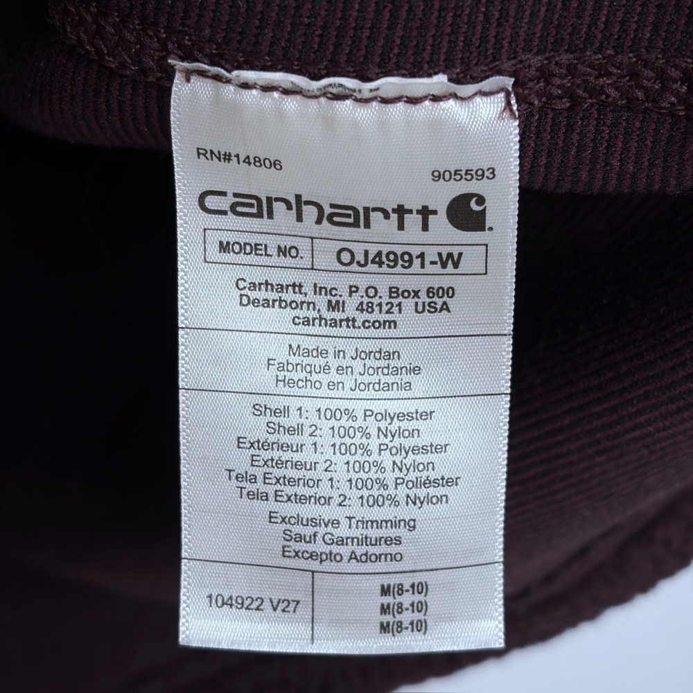 Carhartt Womens Relaxed Fit Fleece Pullover Medium Brown 0J4991-W Snap Front - Picture 6 of 7